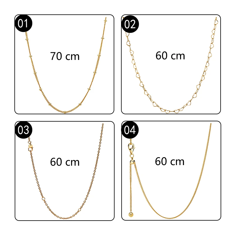 18K Shine Gold 925 Sterling Silver Beaded Joined Hearts Cable Curb Link Chains Necklaces For Women Fine Jewelry On The Neck Gift