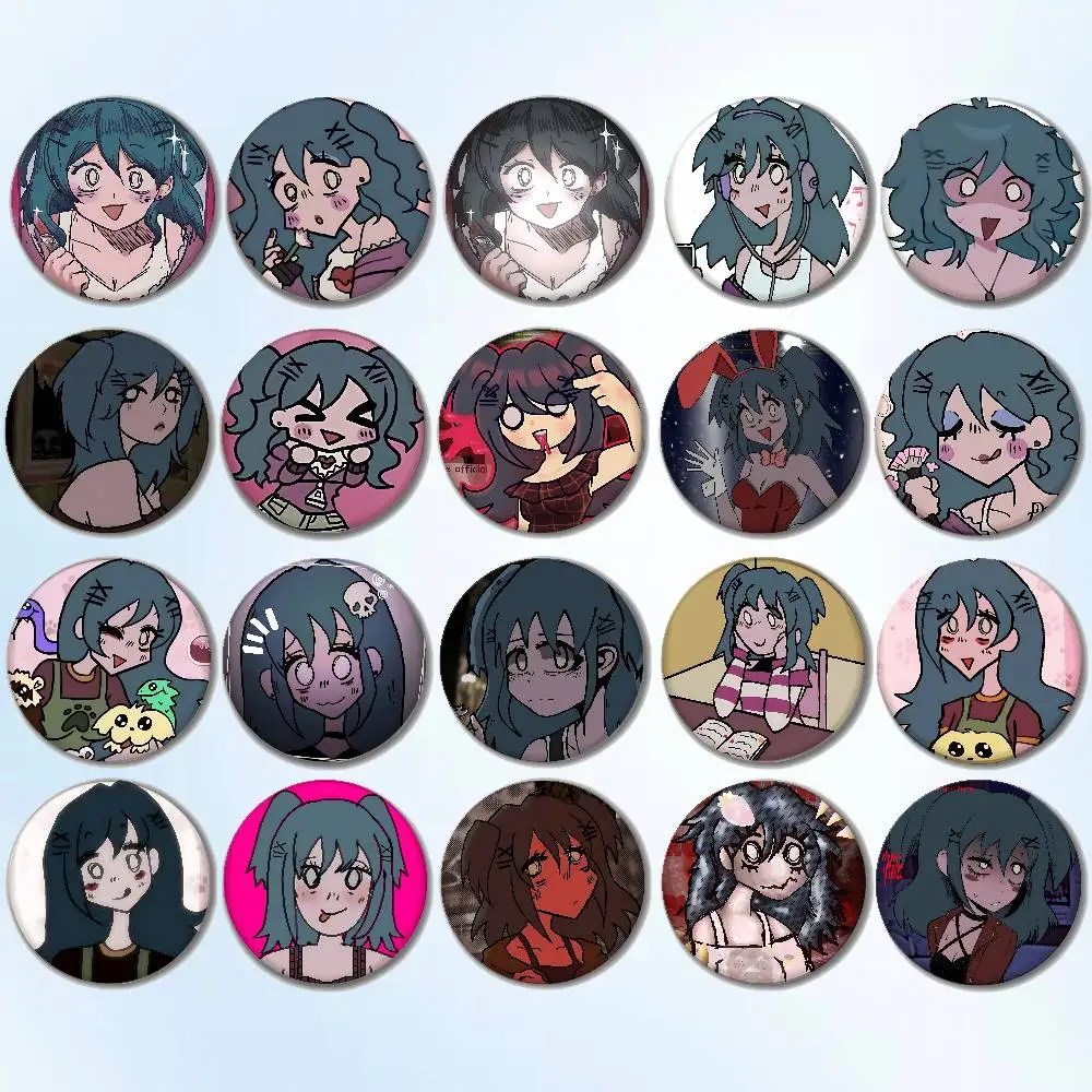 L-Laceys Games Coole Abzeichen Runde Brosche Niedliche Cartoon-Idol-Cosplay-Abzeichen DIY Rucksack Kleidung Schmuck Anstecknadeln