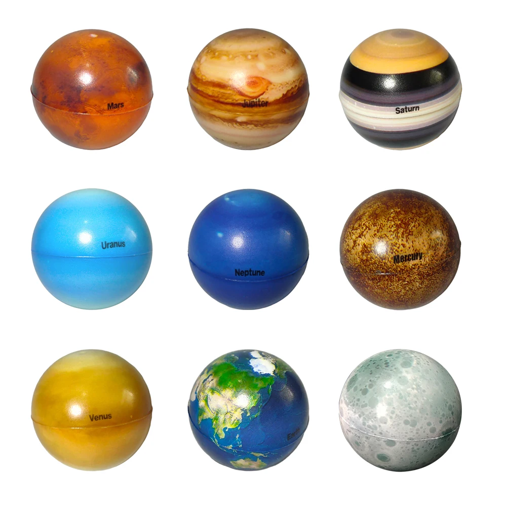 Eight Planets Themed Bouncy Balls Education Science Toy Moon Solar System Space Theme Bouncy Balls Toys for Kids Gift