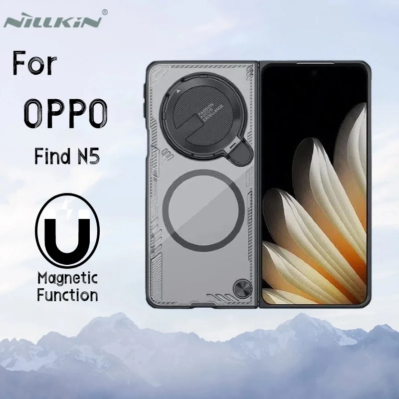 

NILLKIN Magnetic Case For OPPO Find N5 5G - 360° Shockproof Anti-Scratch Protection with Built-in Aluminum Stand MagSafe Compati