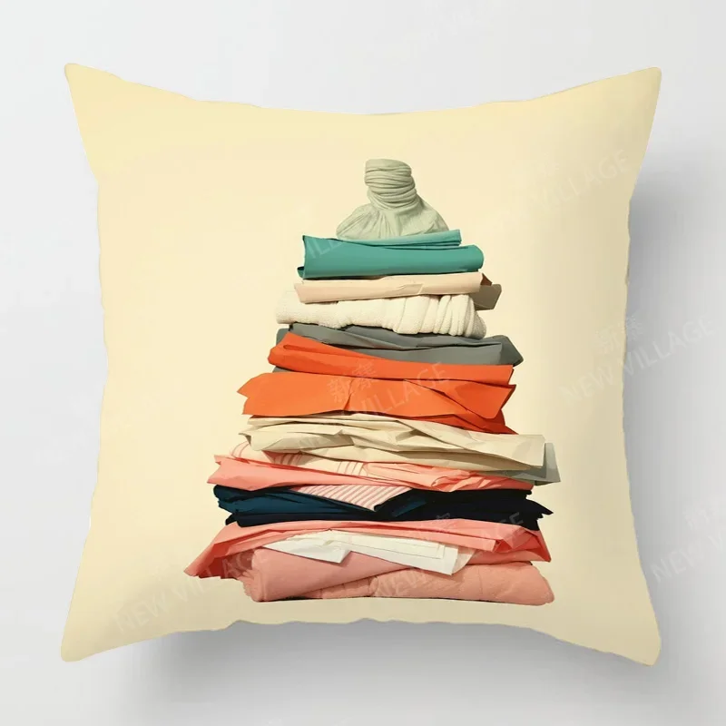 Funda de almohada simples e moderna, funda de cojín corta de felpa para sala de estar, cafeteria, sofá, multiescena, adecuada