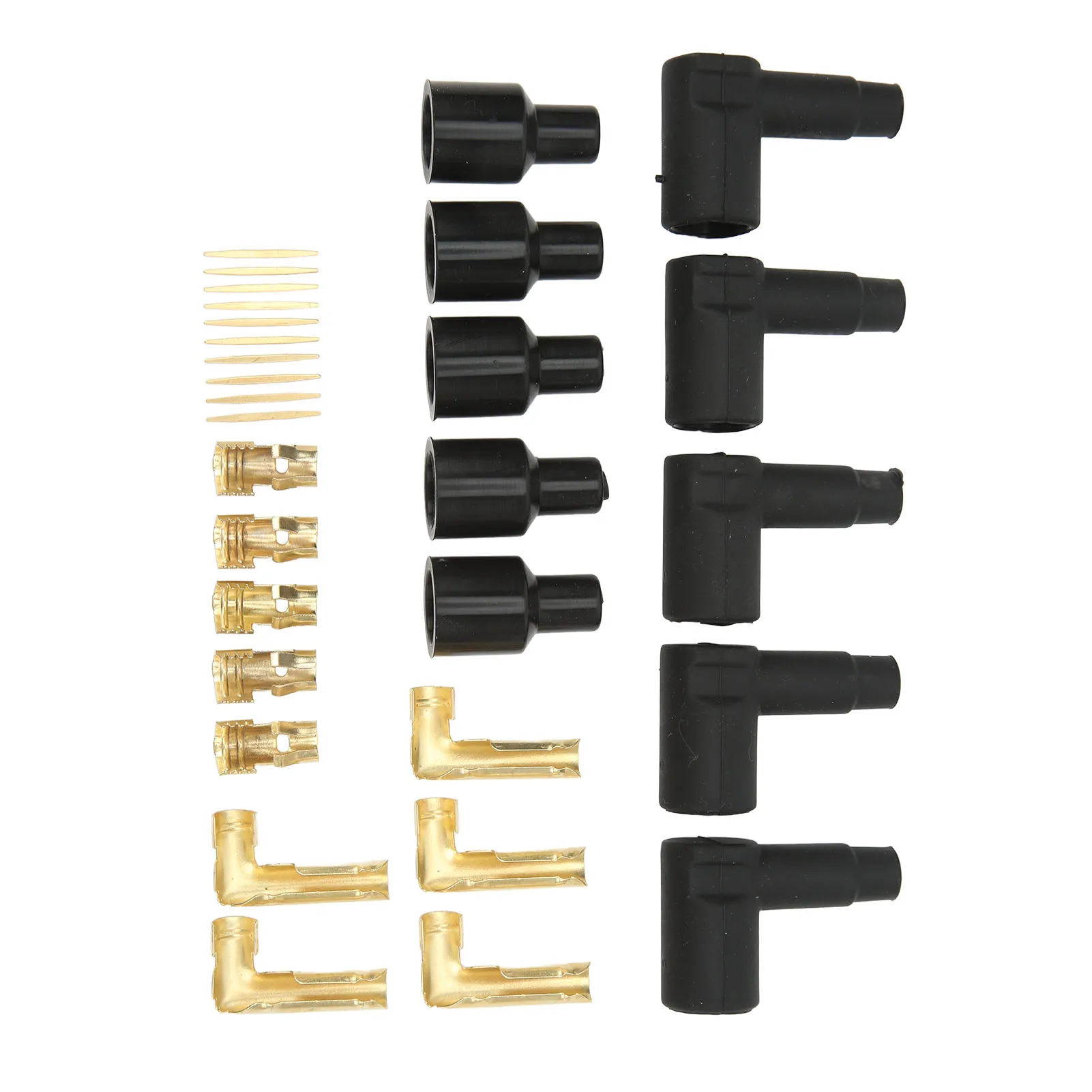 30PCS Spark Plug Coil Wire Boot Black Rubber Material Terminal Kit Fit for 6‑10mm Wires