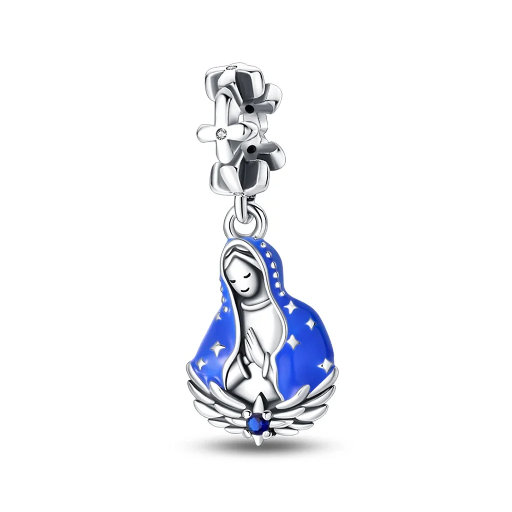 925 Sterling Silver The Virgin Mary\'s pendant Fit Pandora Charms Silver 925 Original Bracelet for Jewelry Making