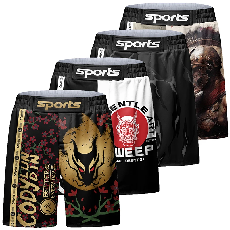 Męskie spodenki do grapplingu MMA z sublimowanym nadrukiem Bjj Jiu Jitsu Rashguard Sztuki walki noszą krótkie spodnie bokserskie Spodenki Muay Thai