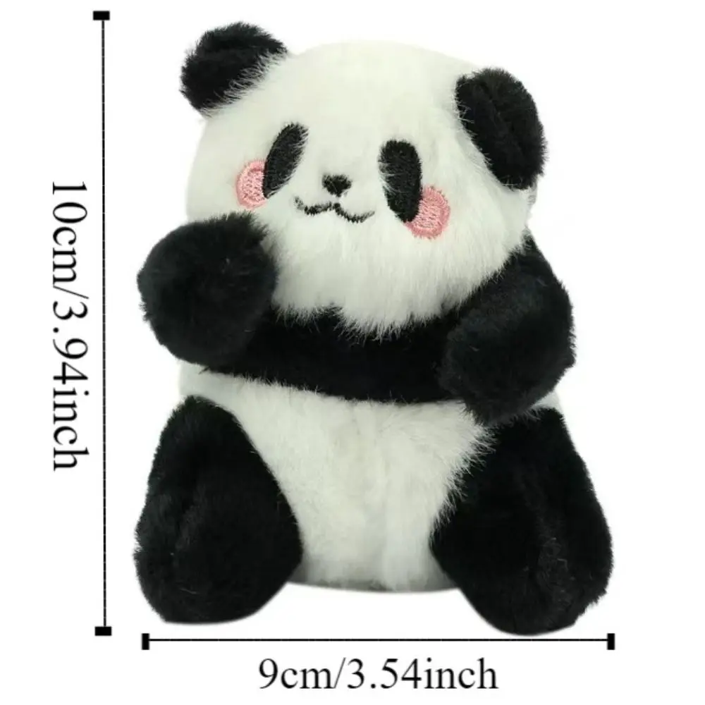 Schoolbags 앉아있는 팬더 모피 열쇠 고리 부드러운 절묘한 작은 팬더 봉제 인형 귀여운 박제 동물 해피 팬더 열쇠 고리 배낭