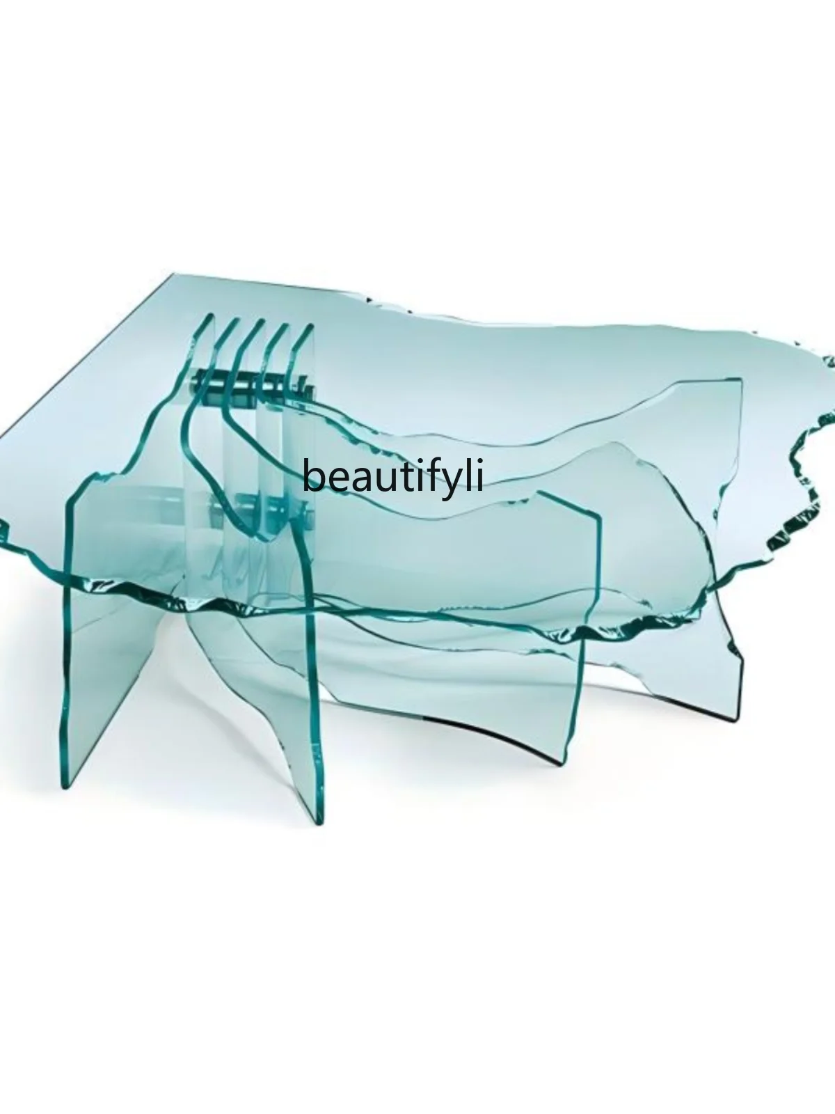 Italian irregular special-shaped coffee table modern minimalist designer villa living room transparent glass artistic tea table