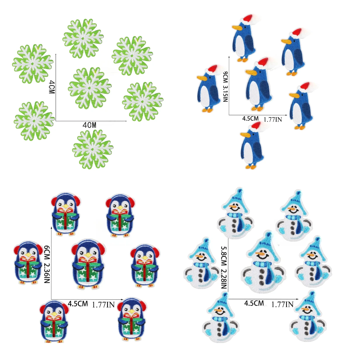10PCS Wholesale Christmas Eve Embroidery Lots/set of Stickers Cartoon Patch Decorative Santa Claus Snowman Ironing Garment