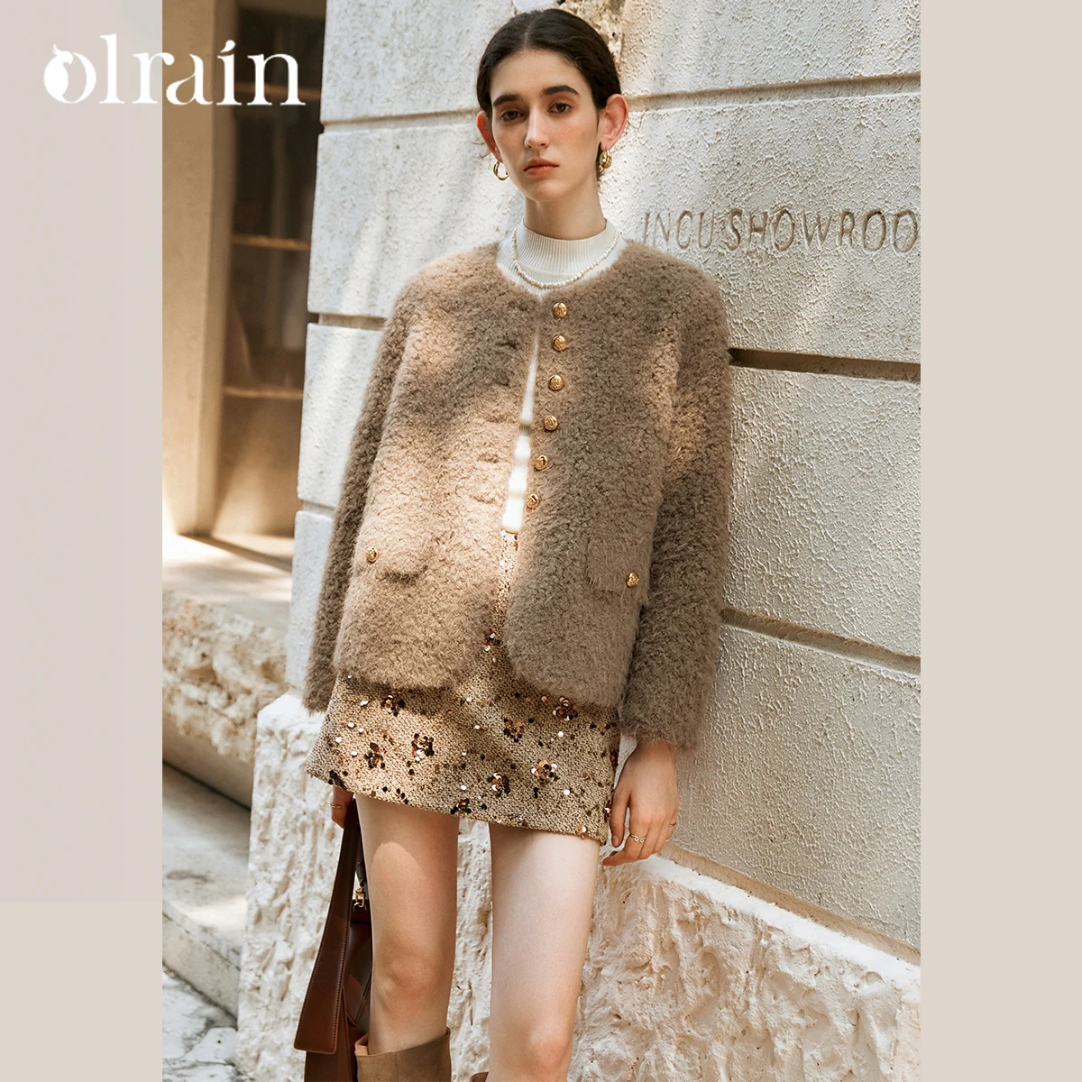 OLrain Women's French Faux Fur Jackets 2026 Winter Loose Fit Straight Coats Warm Faux Shearling Fashion Female Tops GW56DP95290