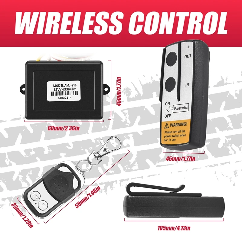 12V 12Volt 50Ft Winch Wireless Remote Control Set For Truck Jeep ATV Warn Ramsey