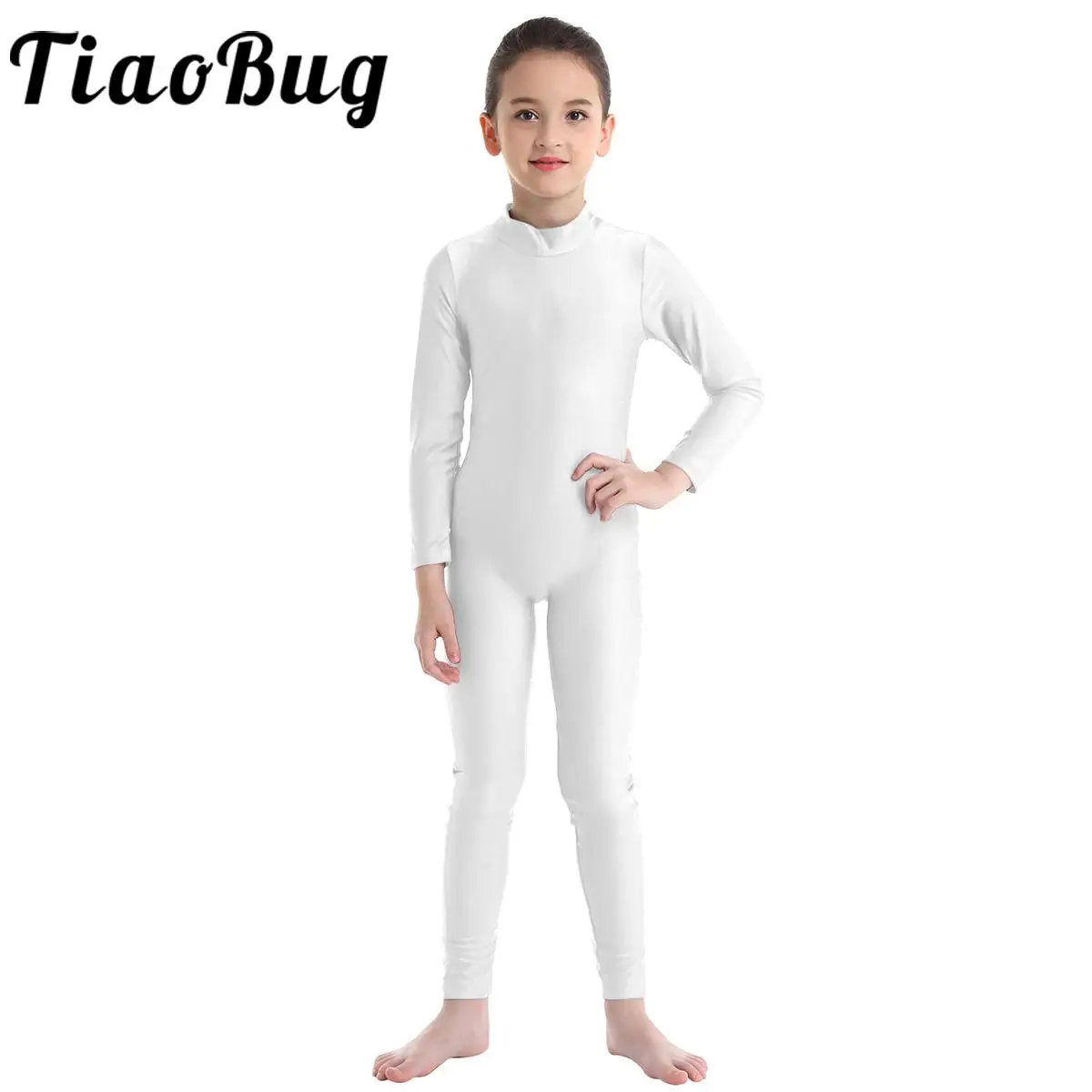 Kids Girls Full Body Ballet Dance Leotards Long Sleeve Gymnastics Jumpsuit Unitard Training Workout Yoga Performance Dancewear