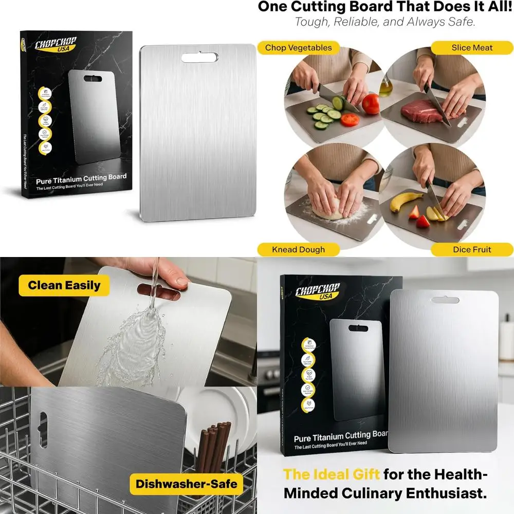 

Пищевая разделочная доска из чистого титана — устойчивая к ржавчине, можно мыть в посудомоечной машине, прочная для кухни, барбекю и кемпинга (компактный размер)