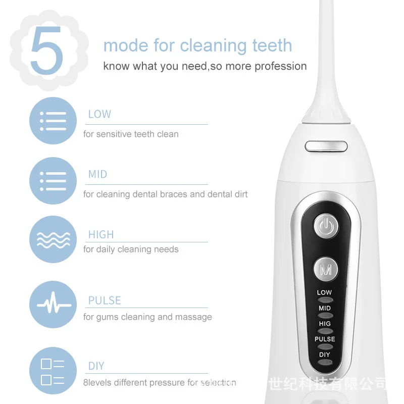 

Portable Cordless Water Flosser with 2300 Pulses - 5 Mode Oral Irrigator for Braces, Teeth Cleaner Kit & 360° Nozzle