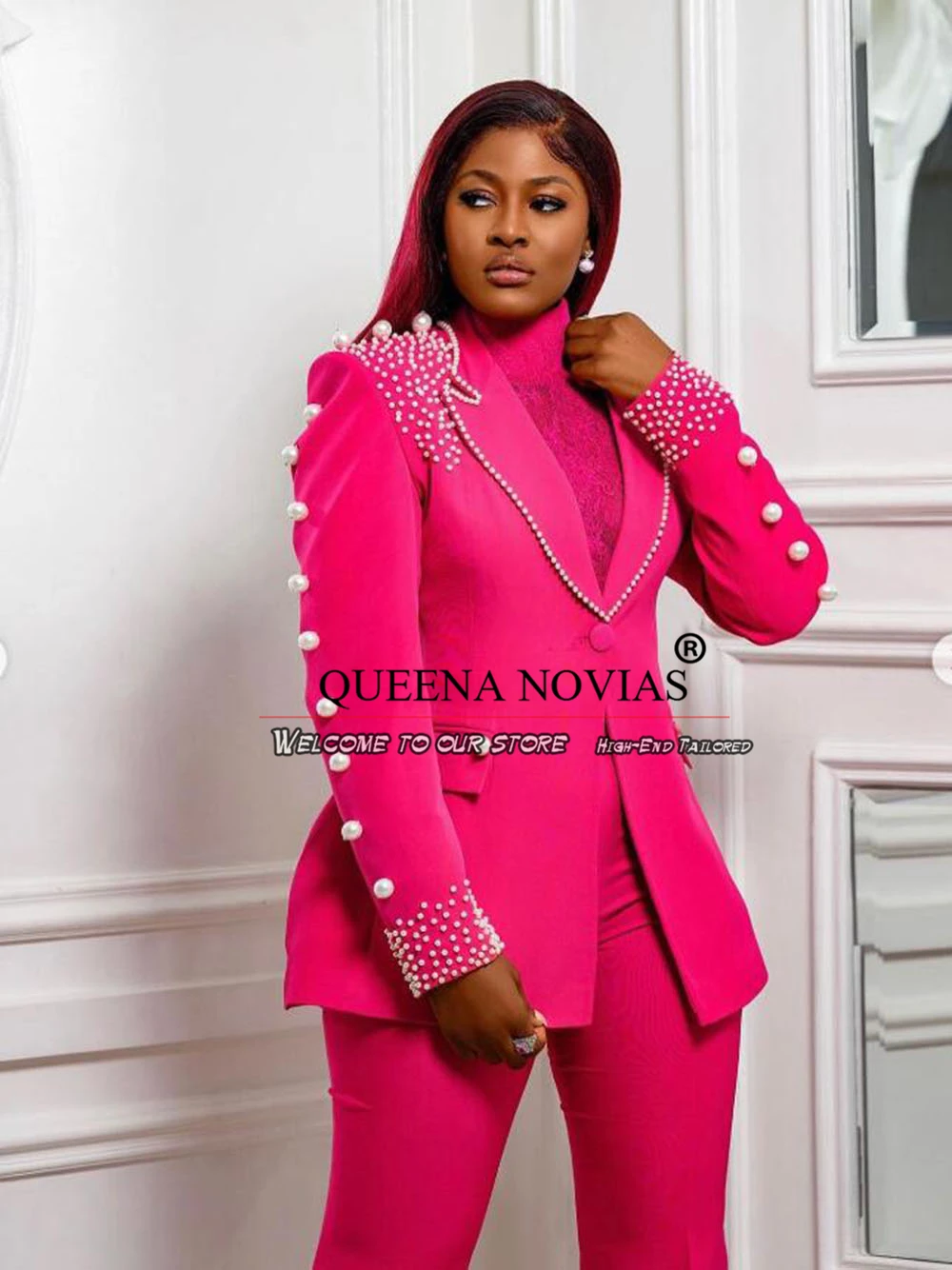 Modern Bride Mother's Dresses Big Pearls Jacket Pants 2 Piece Women Suits Business Party Prom Blazer Lady Clothes Customized