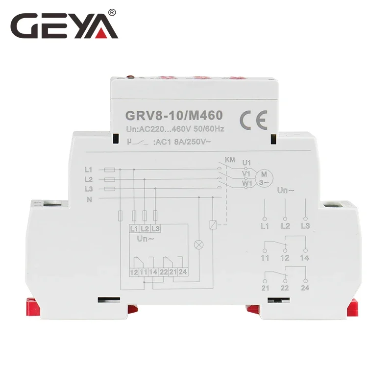 GEYA GRV8-10 NEW 36mm Width 3 Phase Voltage Monitoring Relay with Reset Time 0.1s-10s Voltage Relay