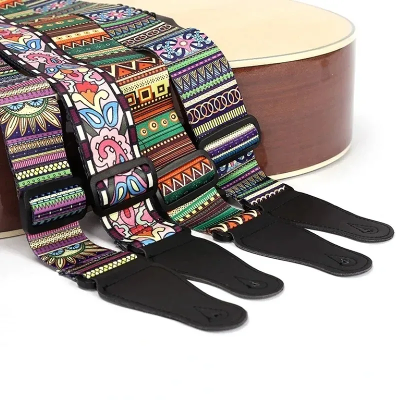 New Adjustable Guitar Strap Ethnic Style Retro Shoulder Strap for Ukulele Bass Electric Acoustic Guitar Folk Guitar Accessories