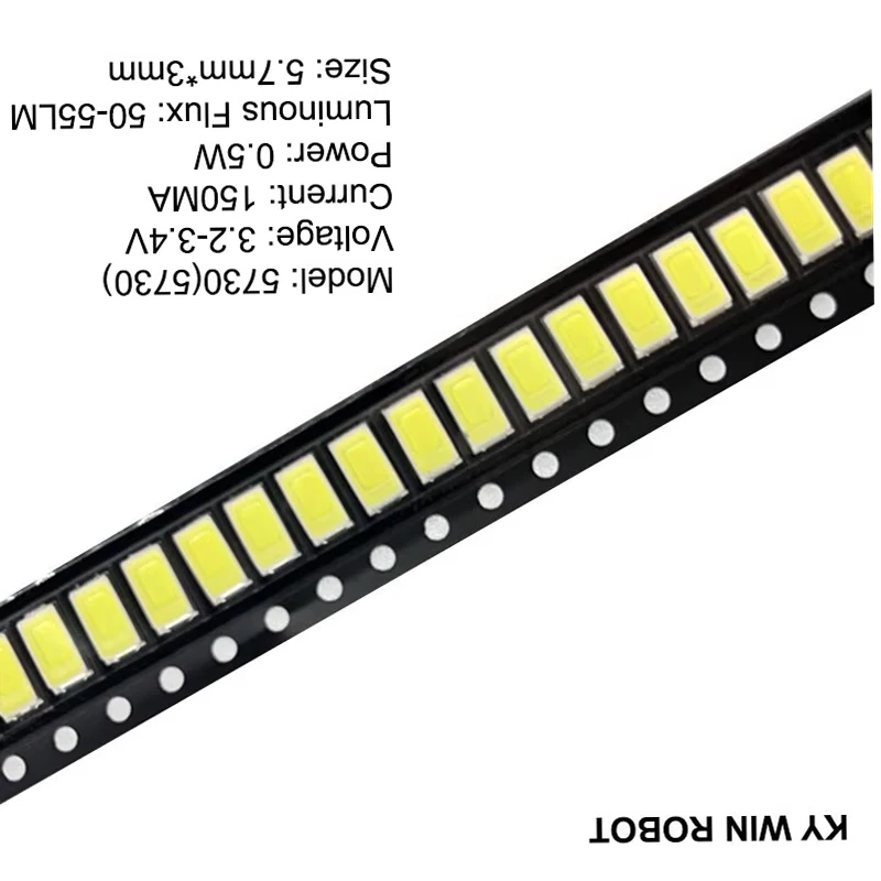 100pcs 5630/5730-CW/WW 0.5W-150Ma 50-55lm 6500K White Light SMD 5730 5630 LED 5730 diodes (3.2~3.4V)
