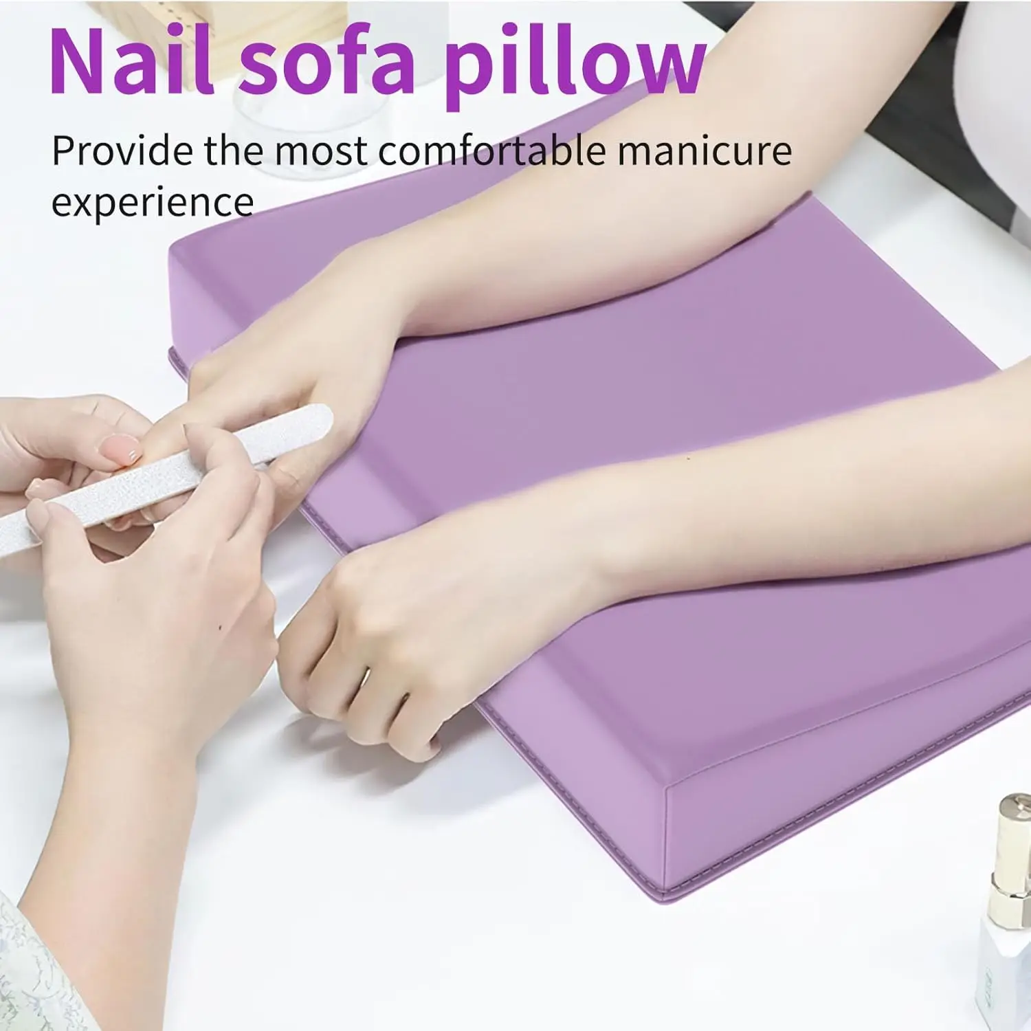 Large Nail Arm Rest for Professional Salon Soft PU Leather Manicure Hand Pillow with Elbow Room High Density Sponge Wrist Rest