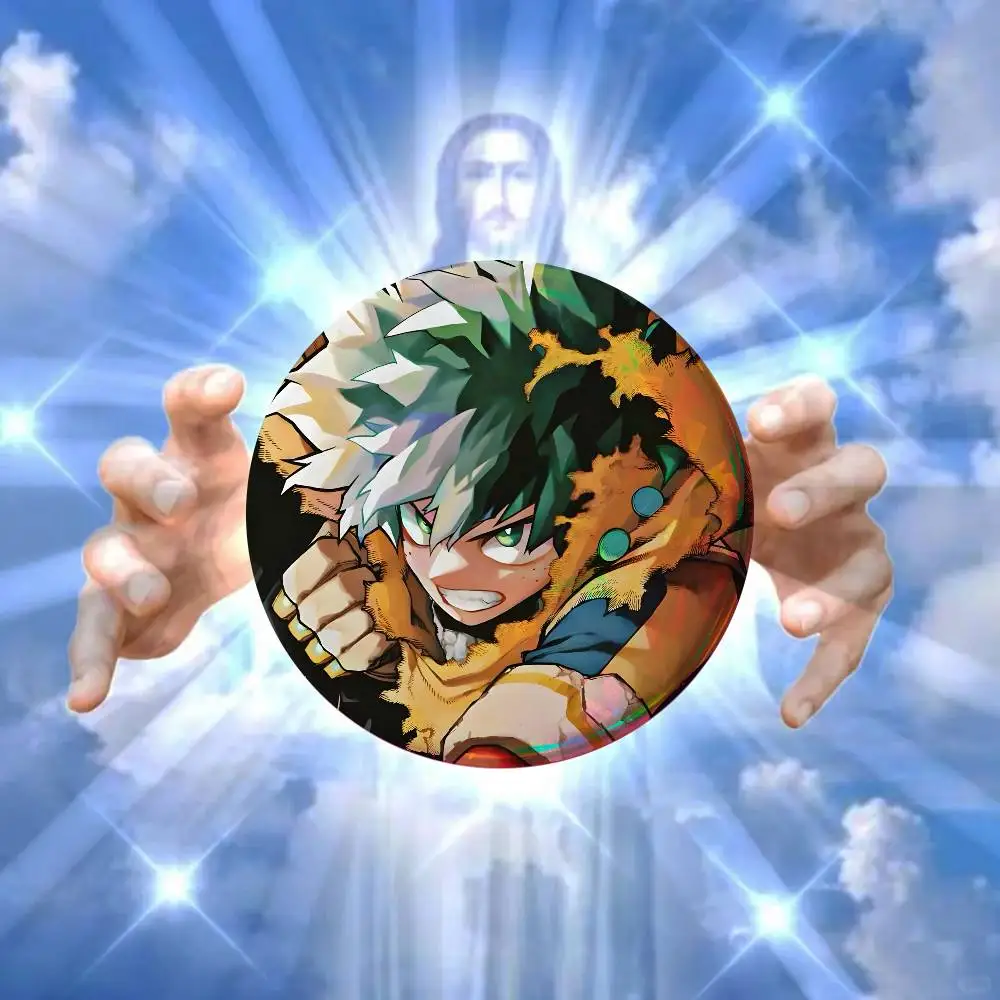 D-Deku Anime I-Izuku M-MidoriyS Anime Enamel Pin Badge Cartoon Round Brooch Accessories on Backpack Gifts - view 4