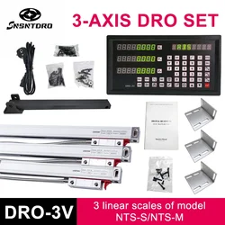 Pantalla de lectura de DRO-3V de 5um/1um y codificador de escamas lineales de 3 piezas de 0-1000mm para fresadora, máquina perforadora EDM, regla de rejilla
