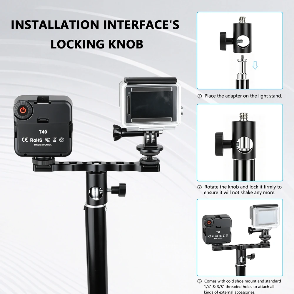 CAMVATE Light Stand Mount Dual Cold Shoe Mount with 1/4