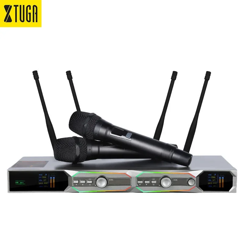 XTUGA GA808 Professional UHF Karaoke Home Singing Dynamic long range distance wireless microphone