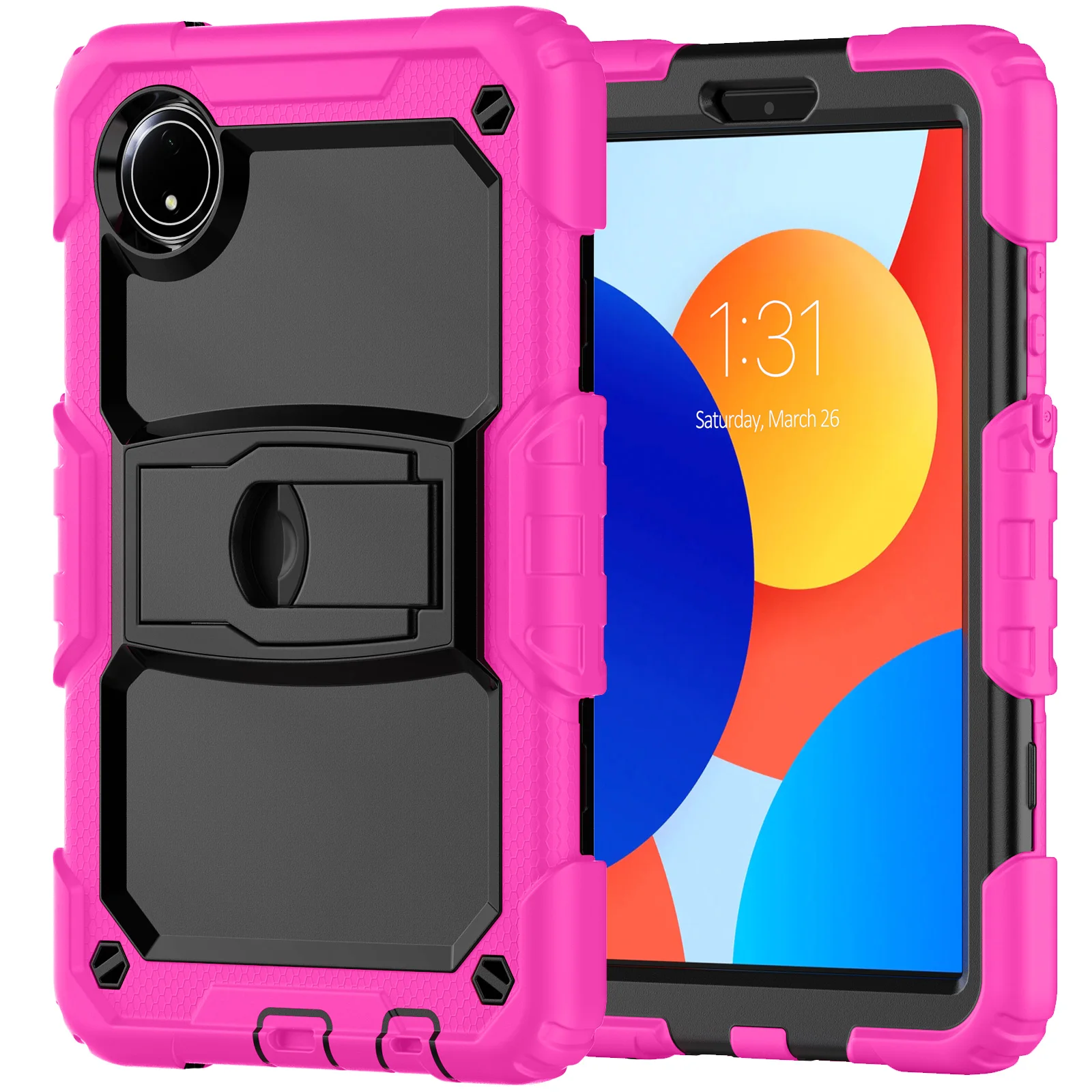 Heavy Duty Silicone Shockproof Stand Tablet Case For Xiaomi Redmi Pad SE 8.7 inch 4G 2024 3 Layer Protective Funda Cover #R