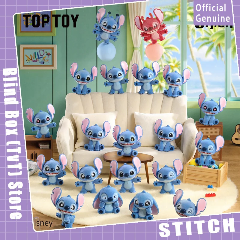 

New Genuine Stitch Mini Fluffy Series Blind Box Bag Mini Flocking Doll Cute Collection Desktop Ornament Fashion Trend Gift