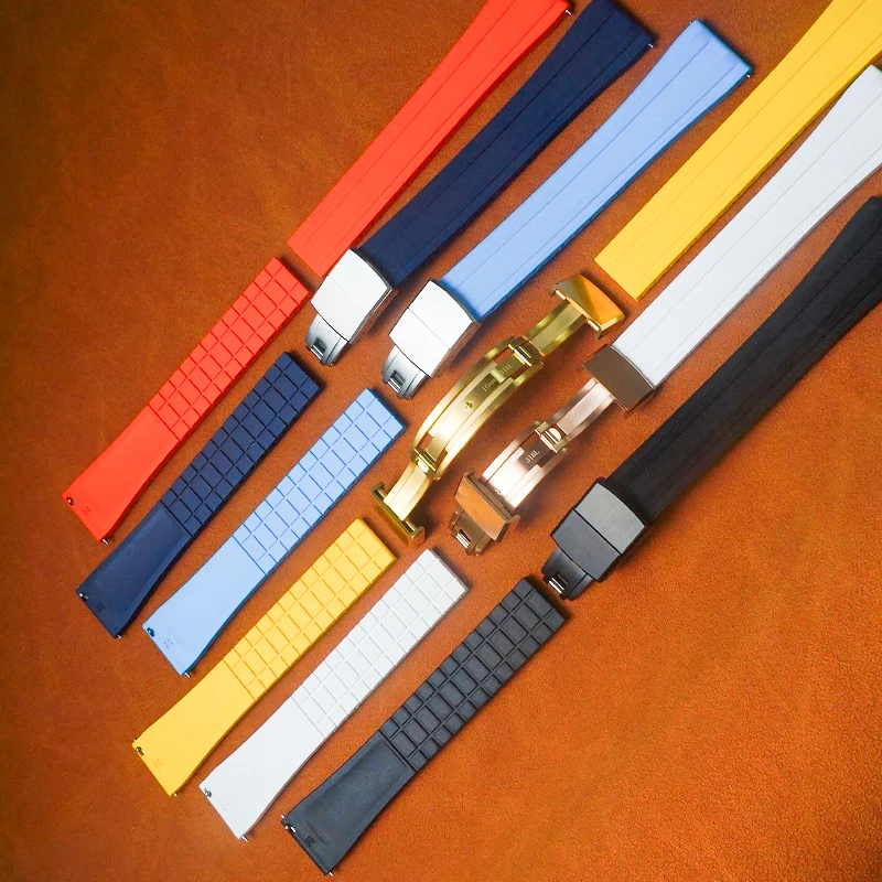 20mm CTS Fluororubber Watch Strap Quick Release Butterfly Buckle FKM Cut To Size Watch Bands For Rolex Tutor Oemga Seamaster