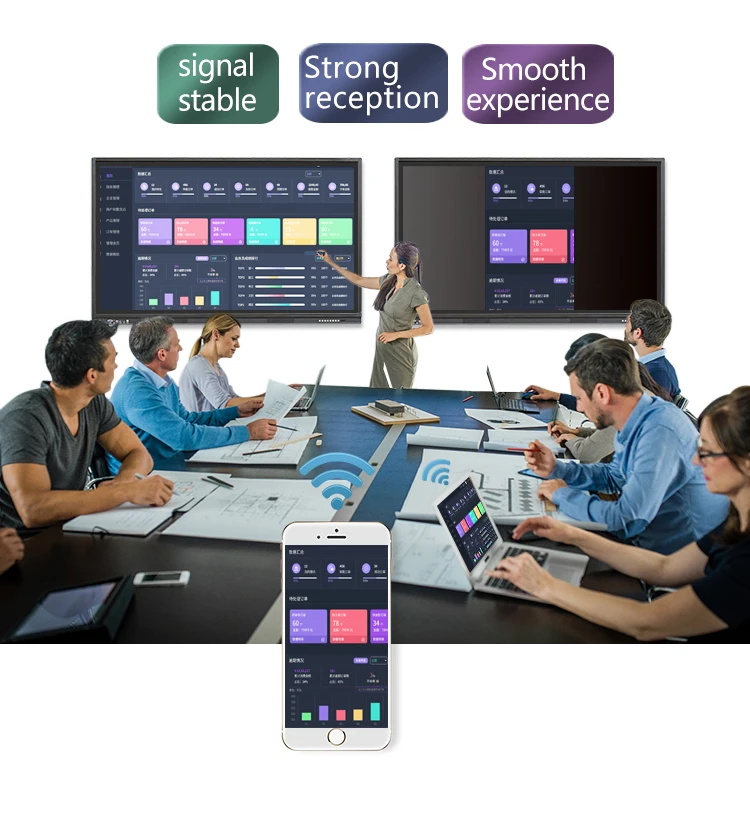 4K HD 75 Inch Touch Screen Electronic Whiteboard Interactive Board Smart Board Prices For Remote Video Conference