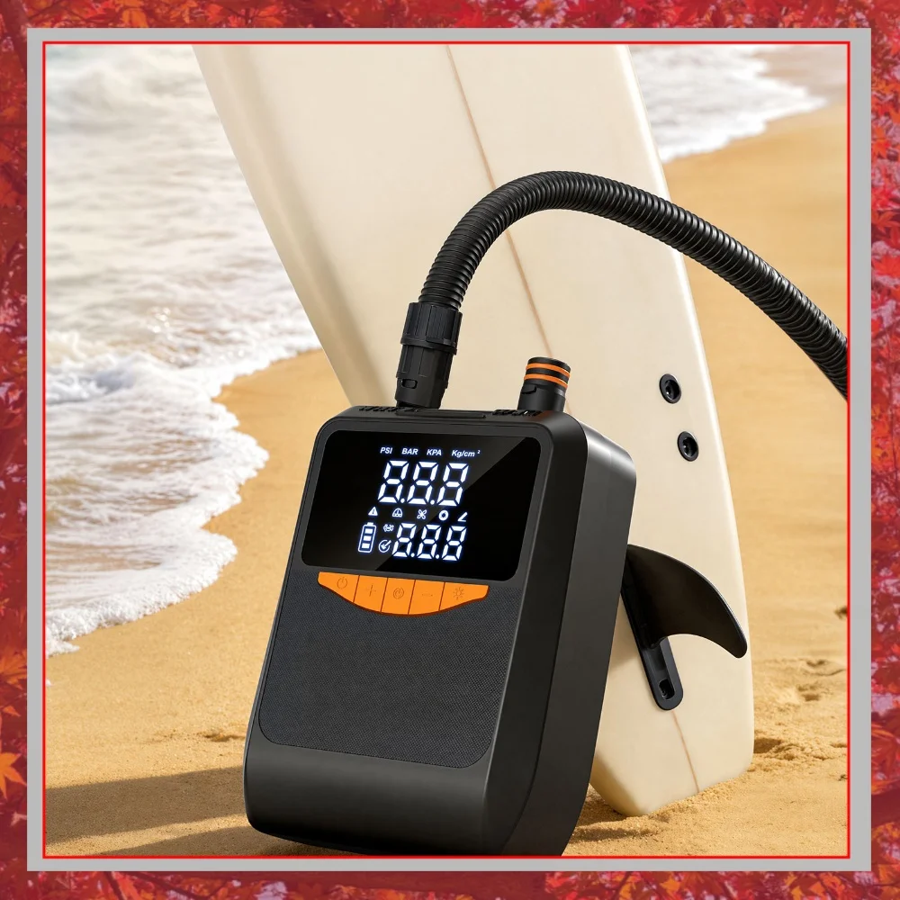 6000mAh Intelligent Dual Stage Inflation&Deflation Pumps Auto-Off 20PSI SUP Pump for Stand Up Paddle Boards Car Tires