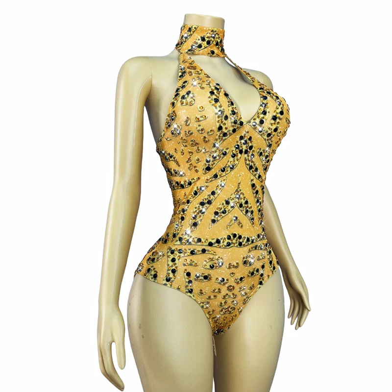 هالوين بار القطب ملابس الرقص الذهب الراين ارتداءها النساء جوجو راقصة زي ملهى ليلي DJ مهرجان الزي XS10770