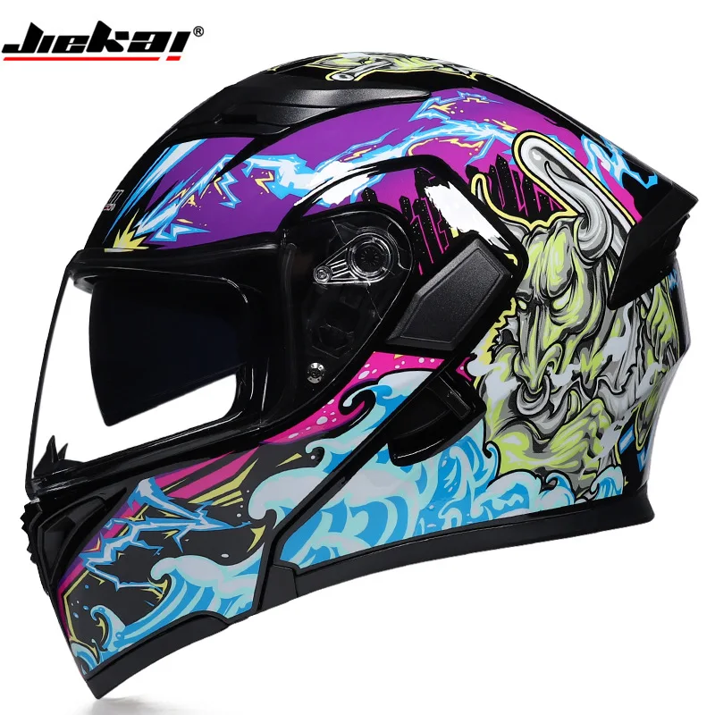 W Bluetooth Anti-fog Double Lens Full Face Helmet DOT Certification Casco Moto Motocross Motorcycle Helmet Flip Up Helmet