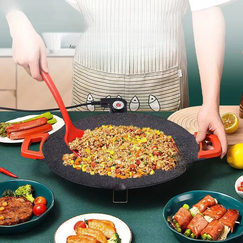 36CM Non-Stick Electric Indoor Grill Pan Household Round Outdoor BBQ Griddle Plate Korean Pan Smokeless Grill Plates1500W