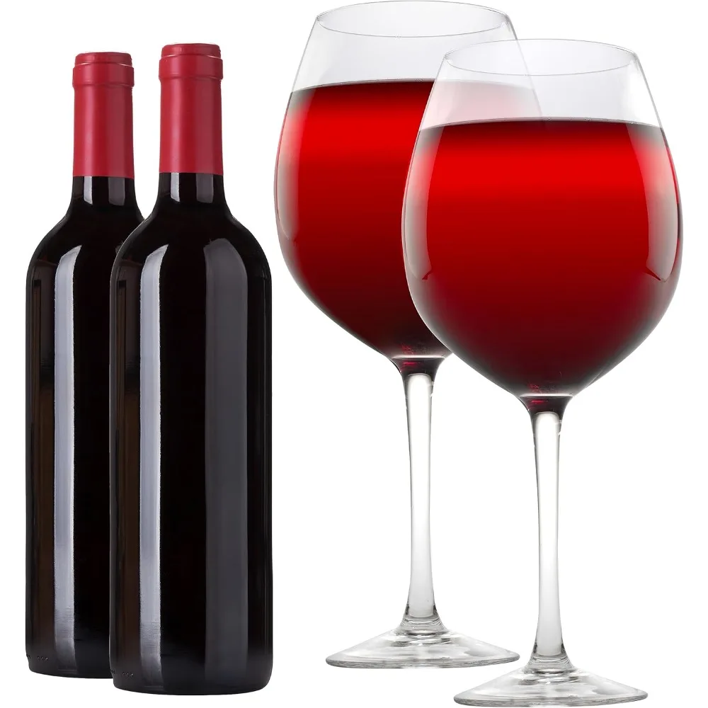 

Огромные бокалы для вина XL, 2 упаковки, 33,5 унции каждый — вмещают полные бутылки вина или большого коктейля — очень большая стеклянная посуда для Ente