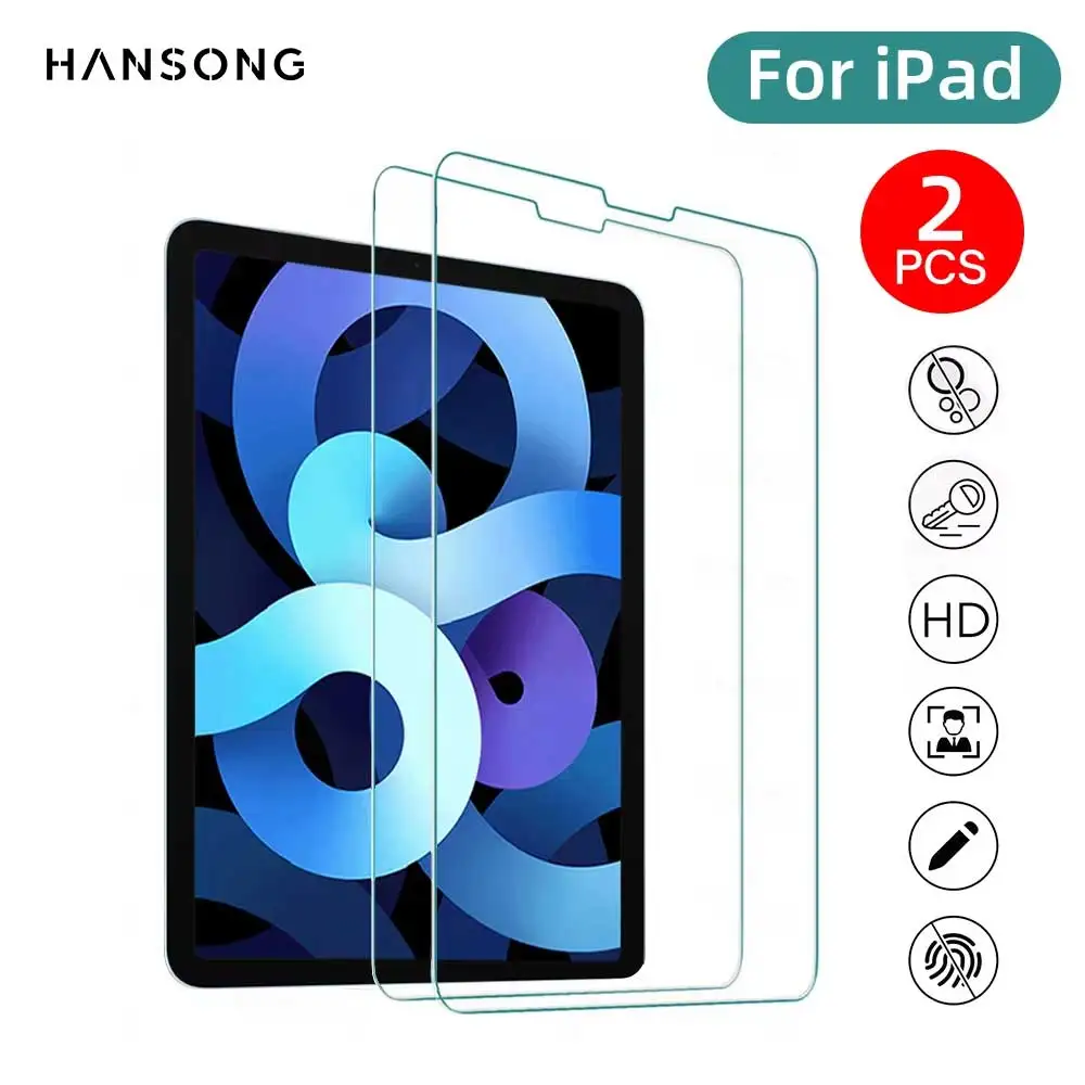 2pcs Tempered Glass Films for 2025 iPad Air 11/13 M2 M3 Pro 11/13 M4 Screen Protector for iPad 3/4/5/6/7/8/9/10th Air 4/5 Pro 11
