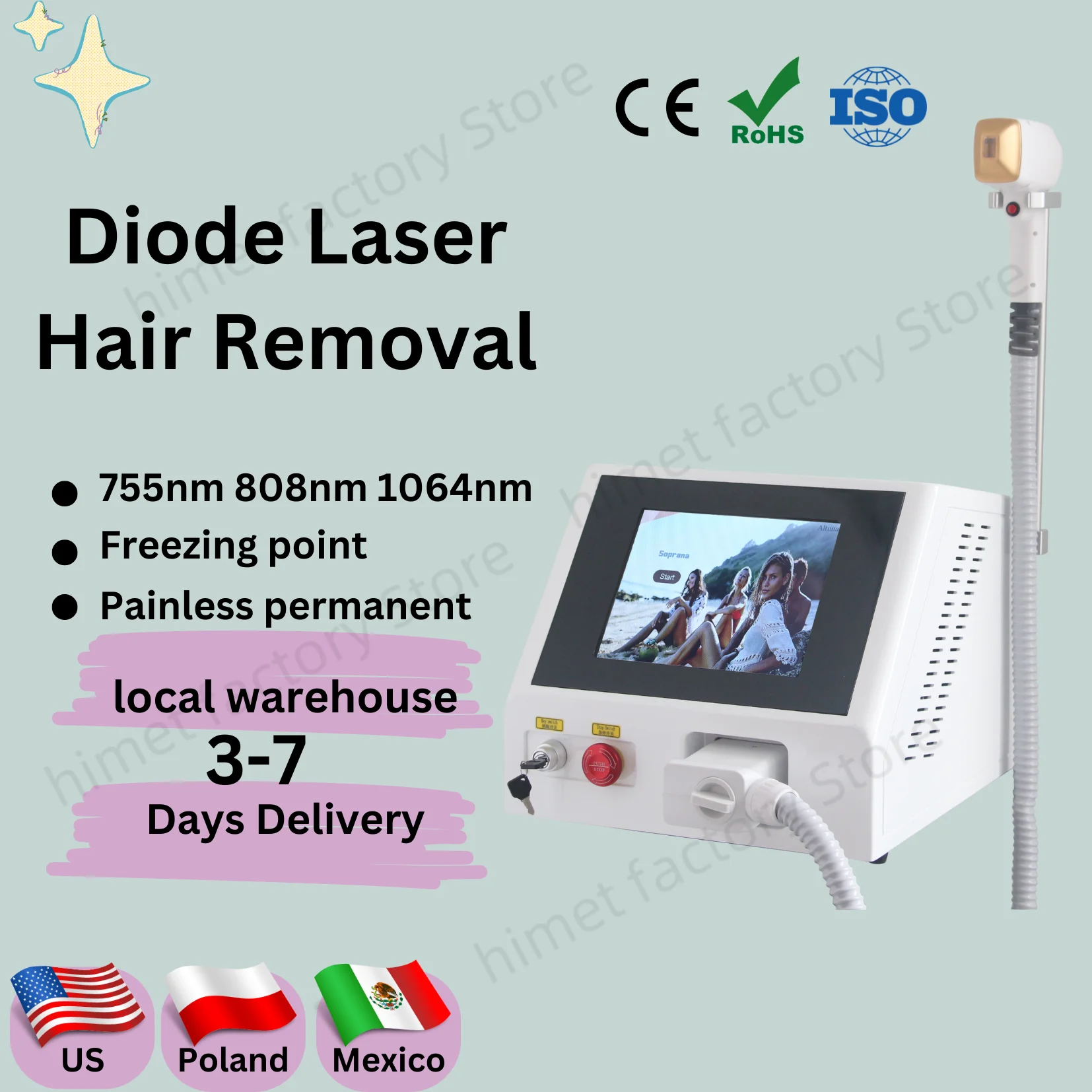 

3000W energy Ice Platinum cooling 808nm Diode Laser Hair Removal Machine 755 808 1064 Remove Hair Epilation Laser Hair Remova