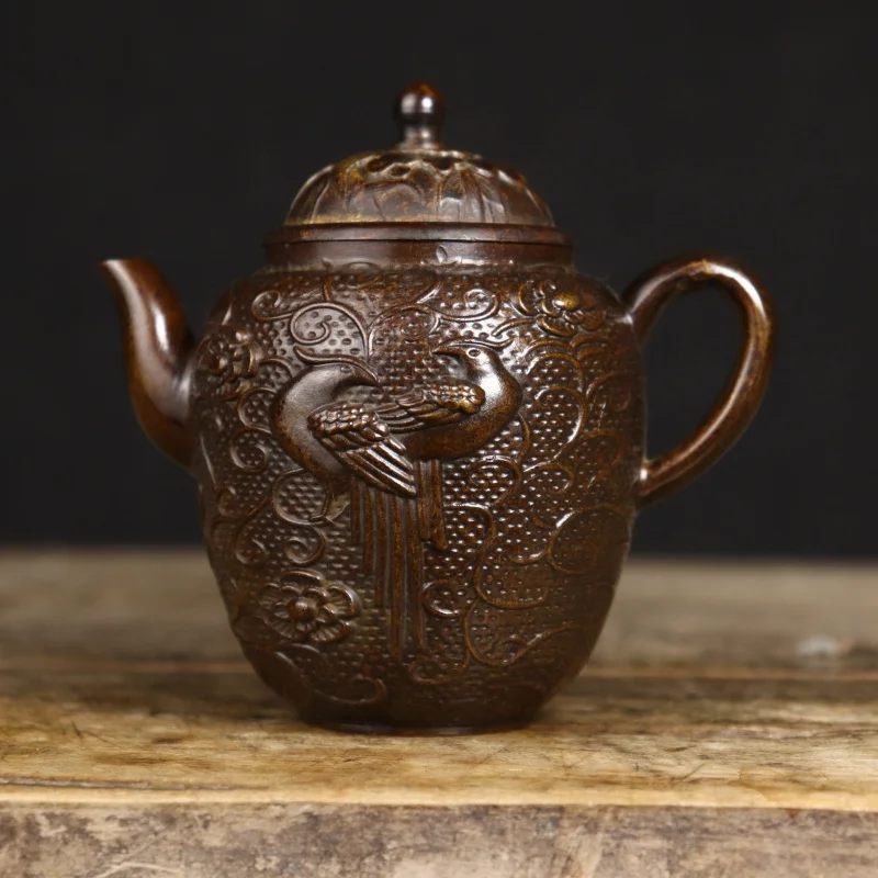 ornament, copper magpie teapot, home and office decoration gift, collectible craft item