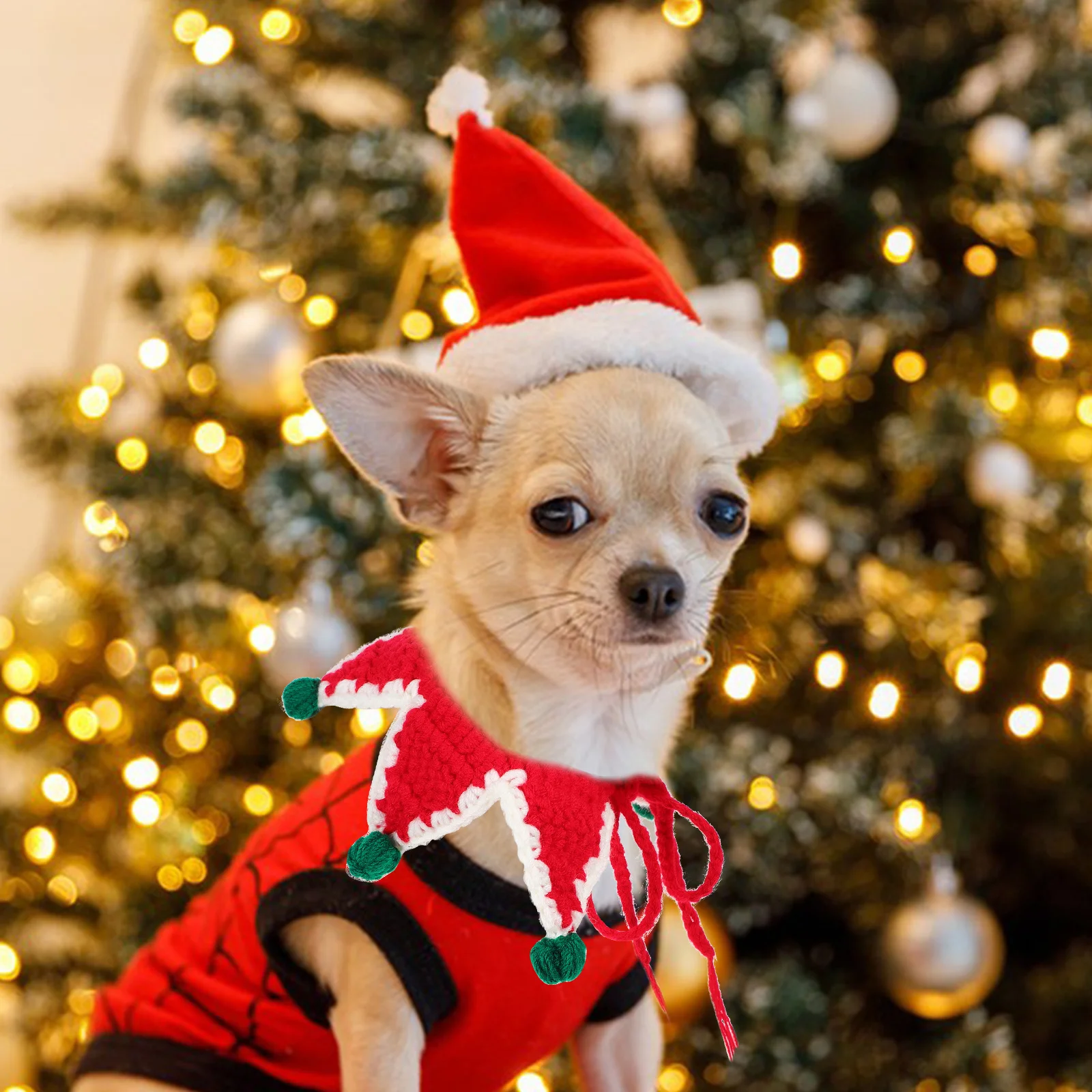 

Decorative Pet Scarf Christmas Warm Dog Cat Accessory Star Shape Kitten Scarf Comfortable Touch Practical Gift for Pets