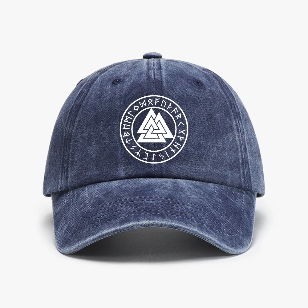 Viking Valhalla Symbol Norse Mythology Runes Baseball Cap fashion Vintage Washed Denim Hat casual Adjustable  Dad Hat sun caps