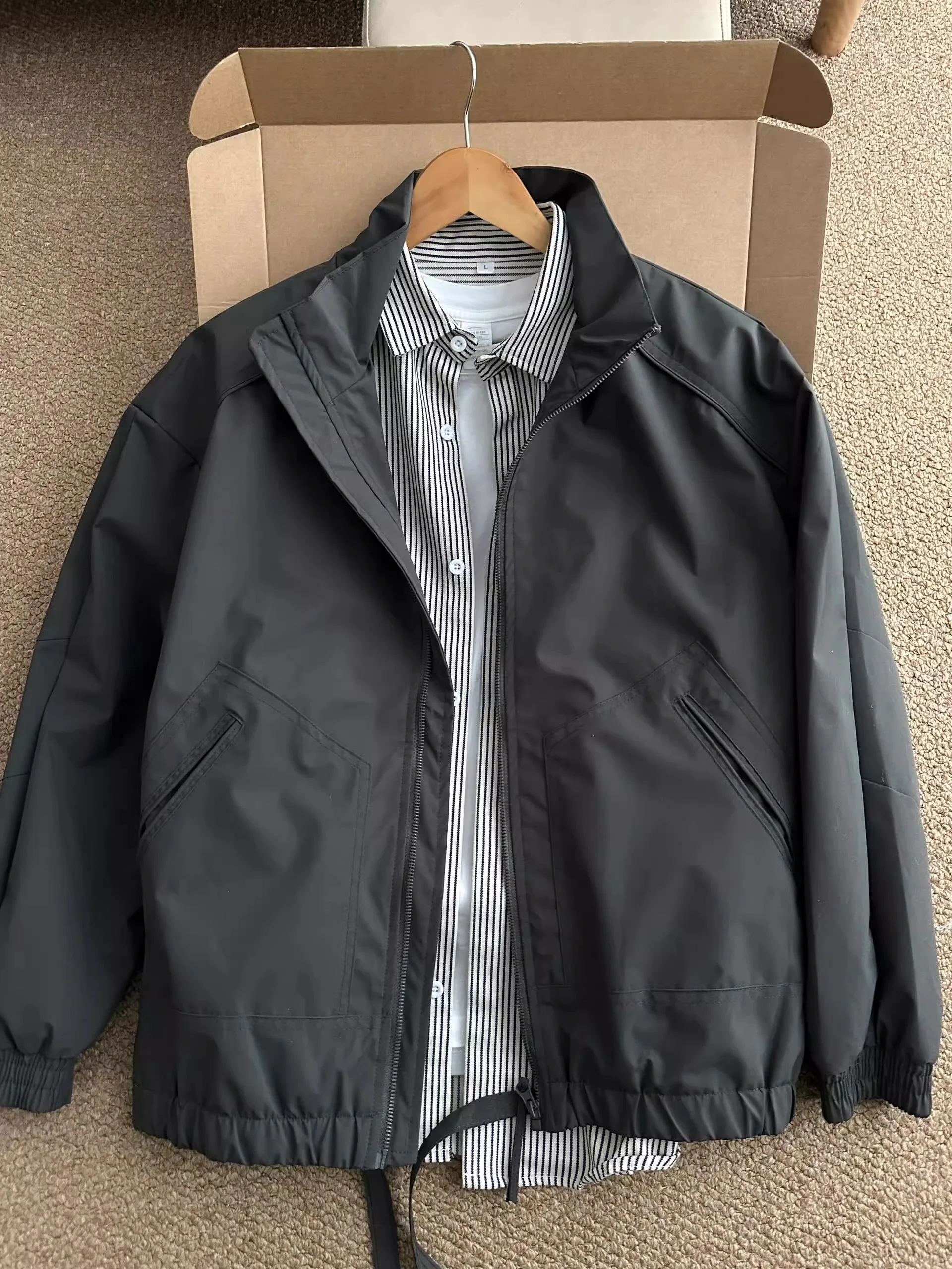 

Deep ey ort Men's Jaet Spring Autumn Tee-Proof Soft ell Stand Collar Flight Jaet American Sle oulder Flight J...