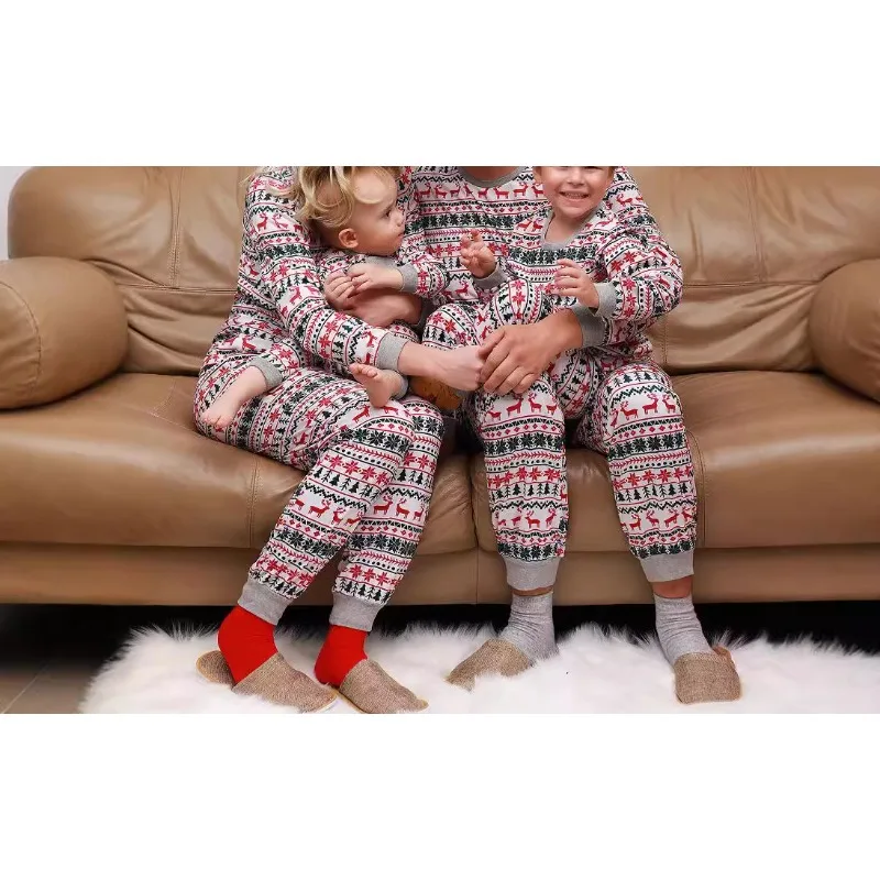 Pajama Set, Mom, Dad, Children\'s Set, Full Print Soft Pajama Set, New Year\'s Clothing, Christmas Gift, Family Set