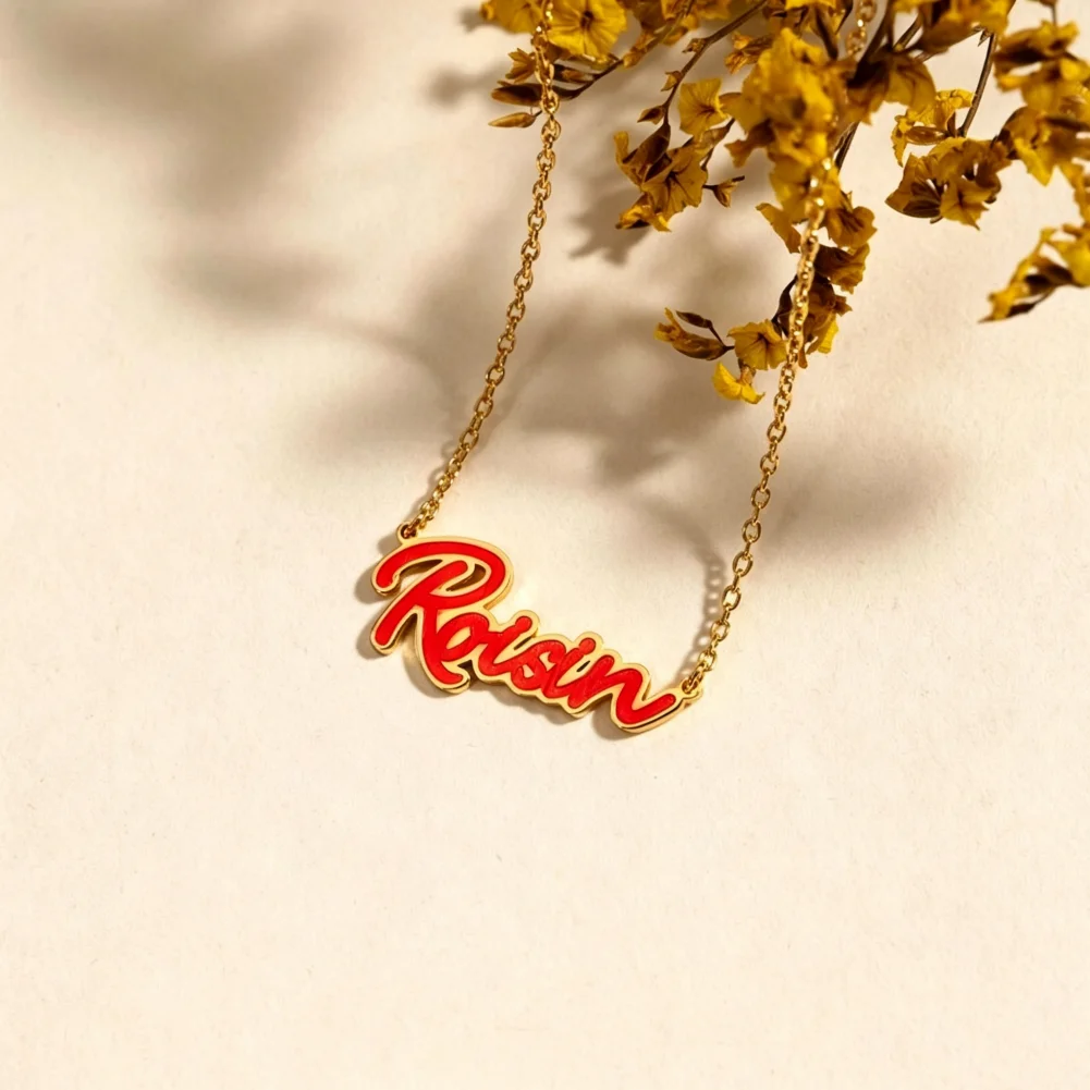 Amaxer Custom Color Enameled Bubble Name Necklace Personalised Letters Necklace Women's Hot Popular Name Chain Unique Gifts