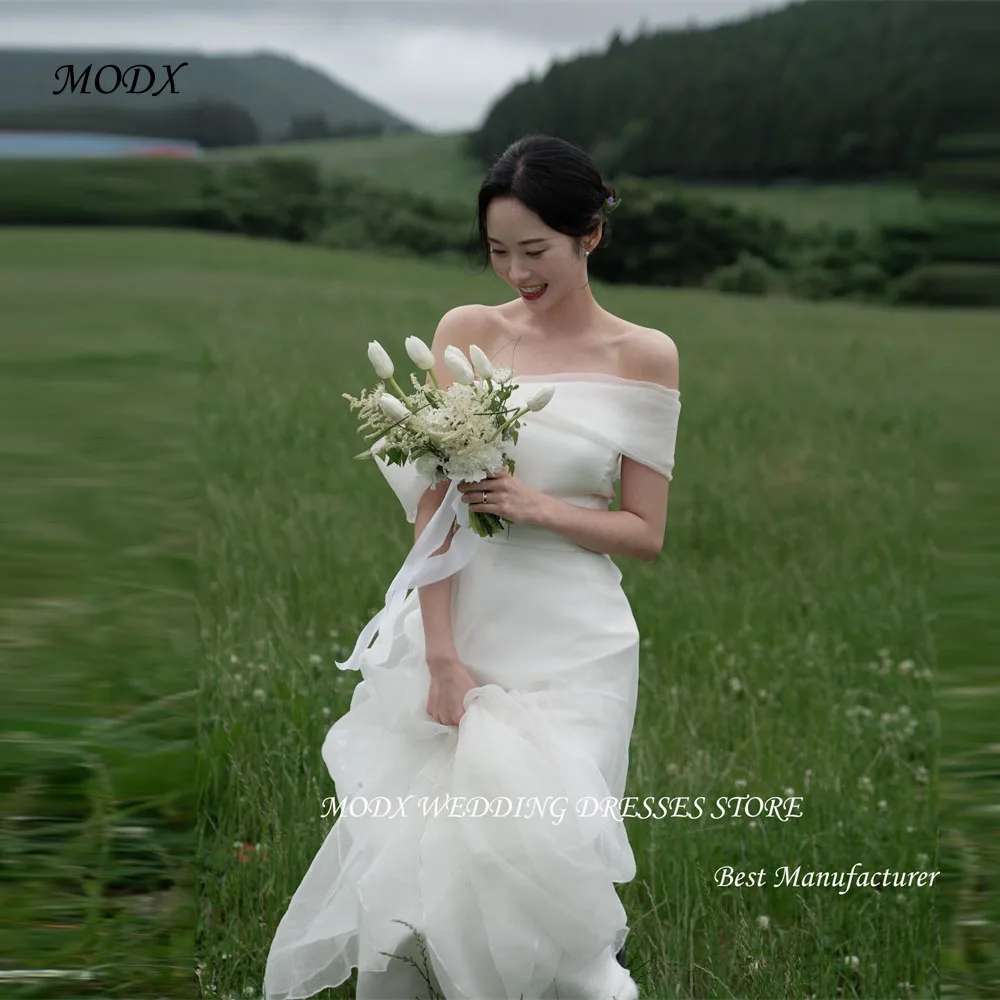 MODX Simple Mermaid Wedding Dresses With Bolero Silk Organza Floor length Bridal Gowns Corset Back Country Korea Photoshoot
