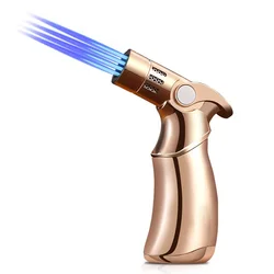 New Metal Windproof Cigar Lighter Powerful Blue Flame Spray Gun Turbo Butane Gas Torch Lighters Cigarette Accessories Men's Gift