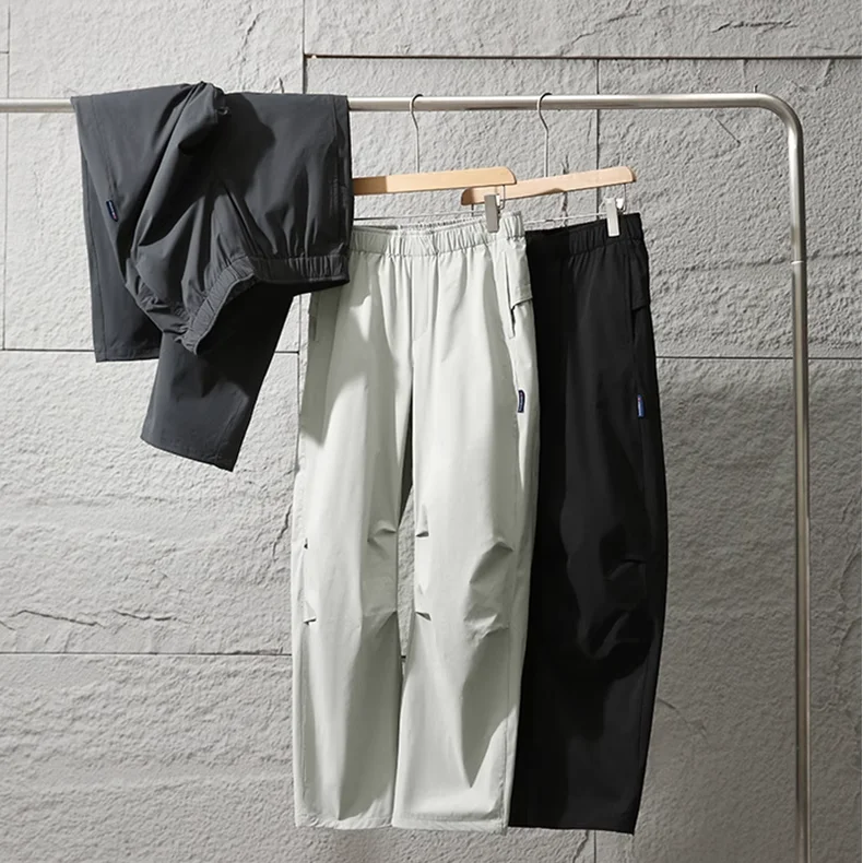 

Легкие повседневные водонепроницаемые мужские спортивные брюки с 3D пошивкой, универсальные прямые брюки с эластичной резинкой на талии, молодежные брюки