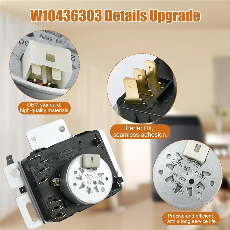 UNCL لدوامة كينمور Maytag مجفف الموقت W10436303 استبدال أجزاء AP6021393 PS11754717 WED4616FW0