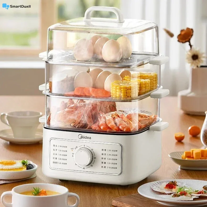 Electric steamer - Multifunctional. Household. Multi-layer. Steaming and cooking. Large capacity breakfast steamer.