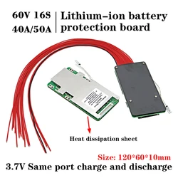 16S 60V 40A/50A bateria litowo-polimerowa bilans BMS 3.7V ten sam port PCM 60V 20Ah 30Ah 50Ah 60Ah diy akumulator płyta ochronna