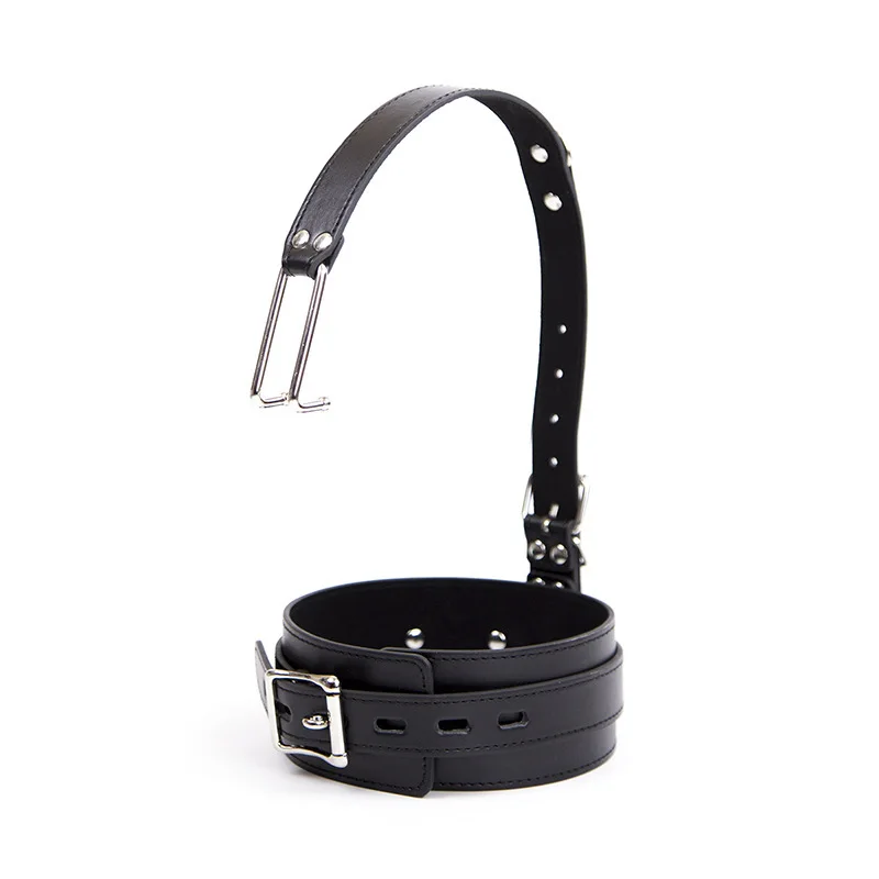 

BDSM PU Leather Slave Fetish Bondage Lockable Neck Collar With Nose Hook Restraint Couple Sex Toys