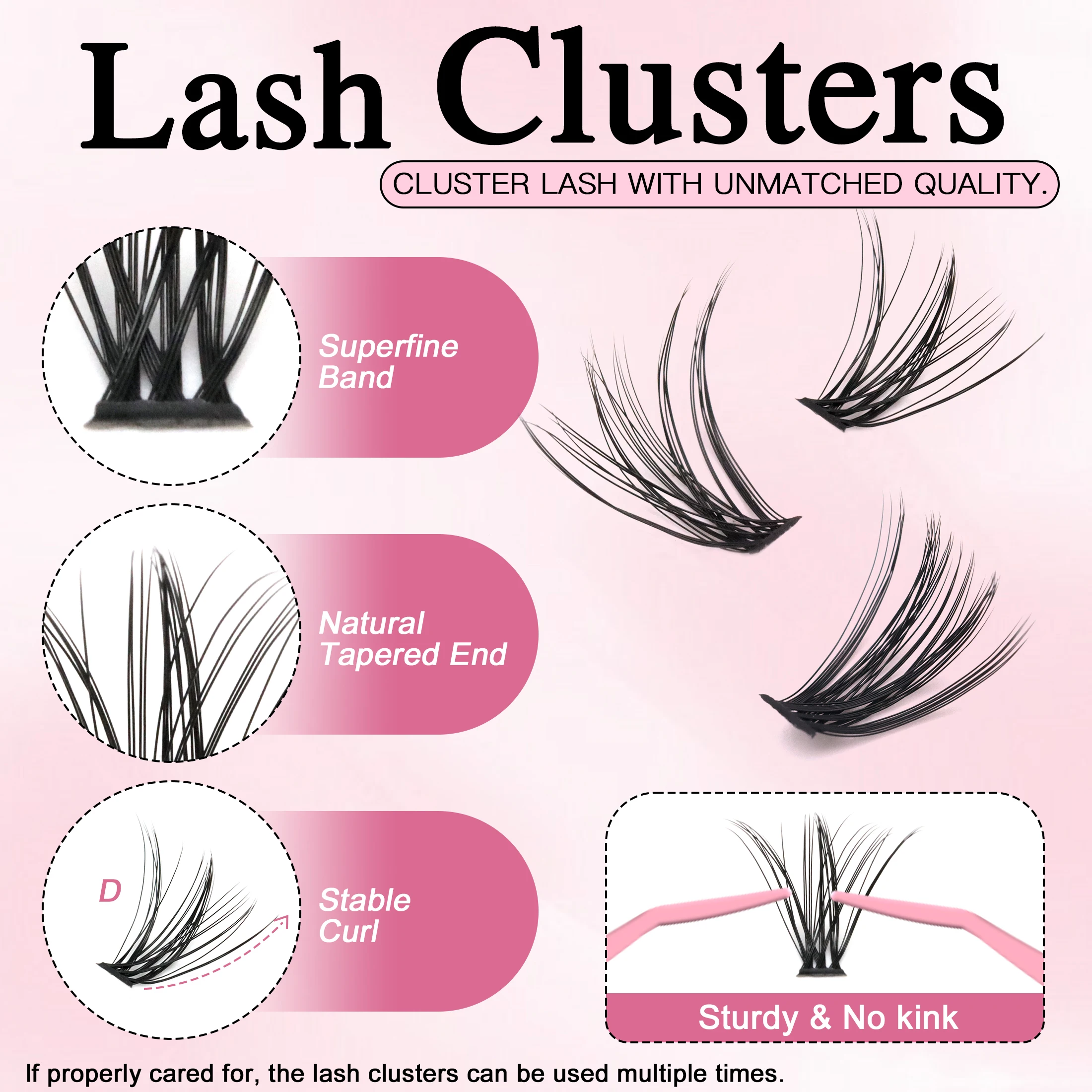 Zestaw do samodzielnego montażu 560 kępek sztucznych rzęs, duża pojemność, książka z rzęsami w kępkach z klejem, płyn do usuwania kleju, pęseta, naturalny wygląd do użytku.